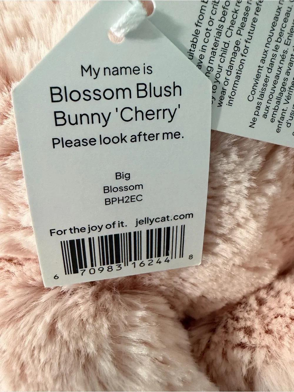 AUTHENTIC❗️Jellycat HUGE blossom blush bunny cherry BIG 20”- NWT- Dust Bag